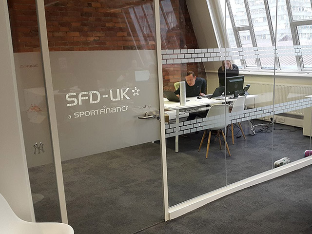 Photo showing window graphics
